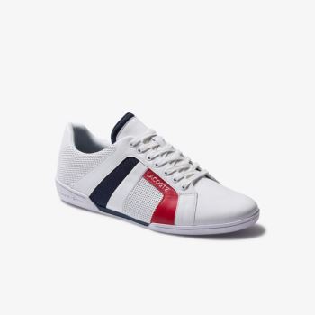 Lacoste Chaymon Club Leather and Mesh Sneakers - Tenisky Pánské Bílé / Tmavě Blankyt | CZ-KNkmdd